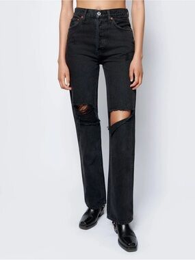 RE/DONE Black High Rise Loose Size 27